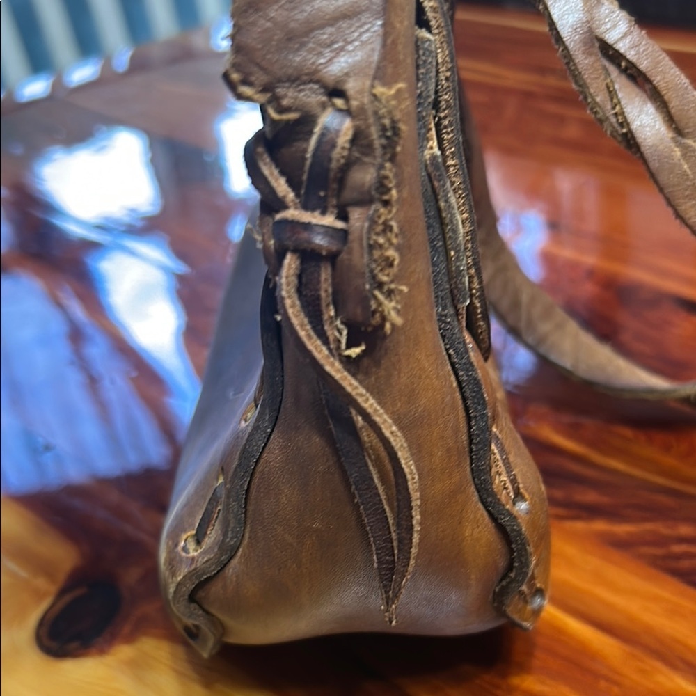 Brown Leather Floral Embossed Bag - Picture 8 of 11